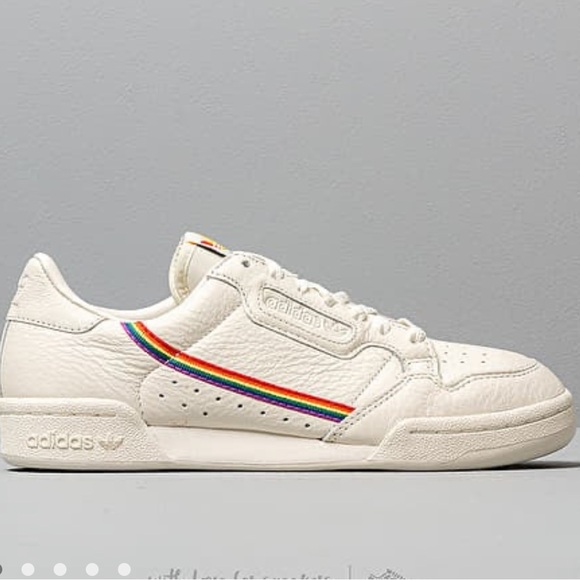 Adidas Love Unites Pride Sneakers Cream with Rainbow Accents - Picture 1 of 14